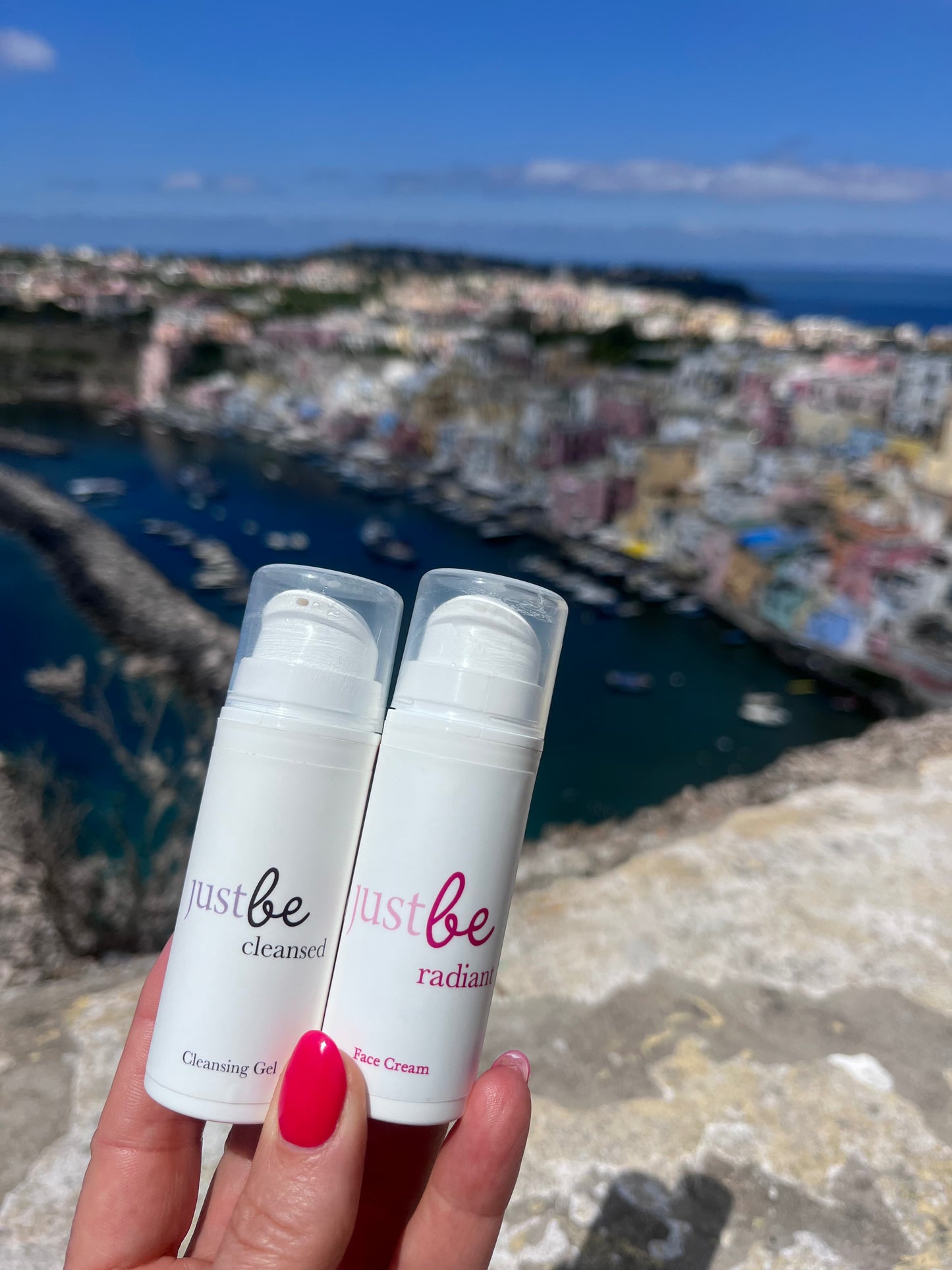 JustBe Botanicals Cleansing Gel & Face Cream 30ml Procida Italy