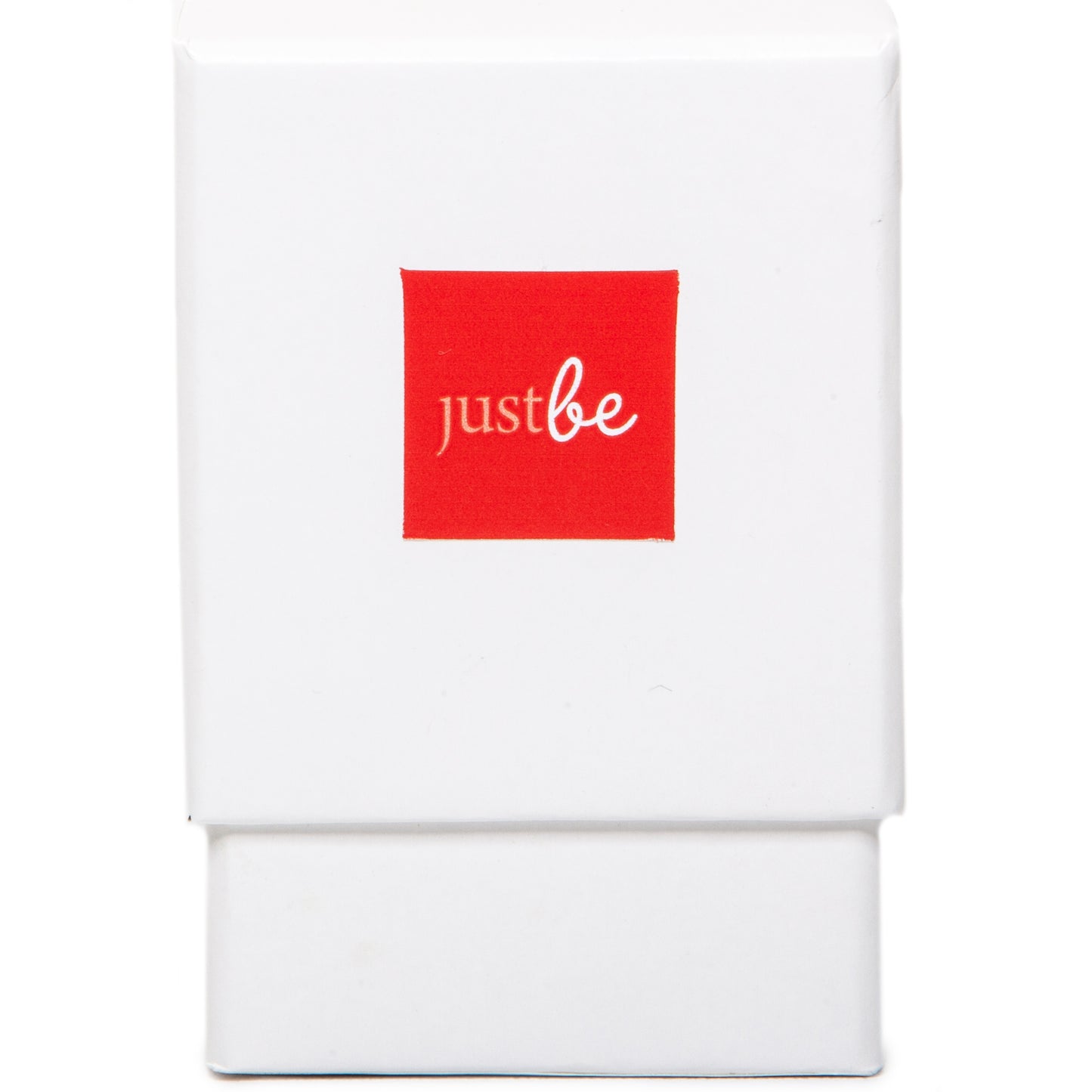 White box with a bright orange square label reading "justbe" in white text – packaging for JustBe Energised Inspiration Cards