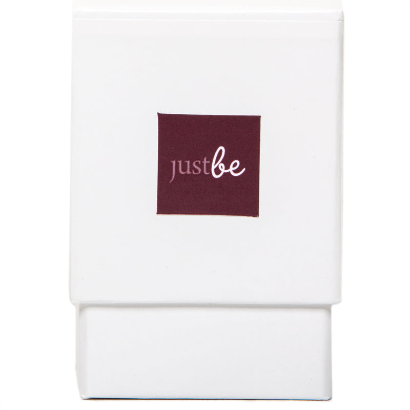 White box with a purple square label reading "justbe" in white text – packaging for JustBe Tranquil Inspiration Cards.