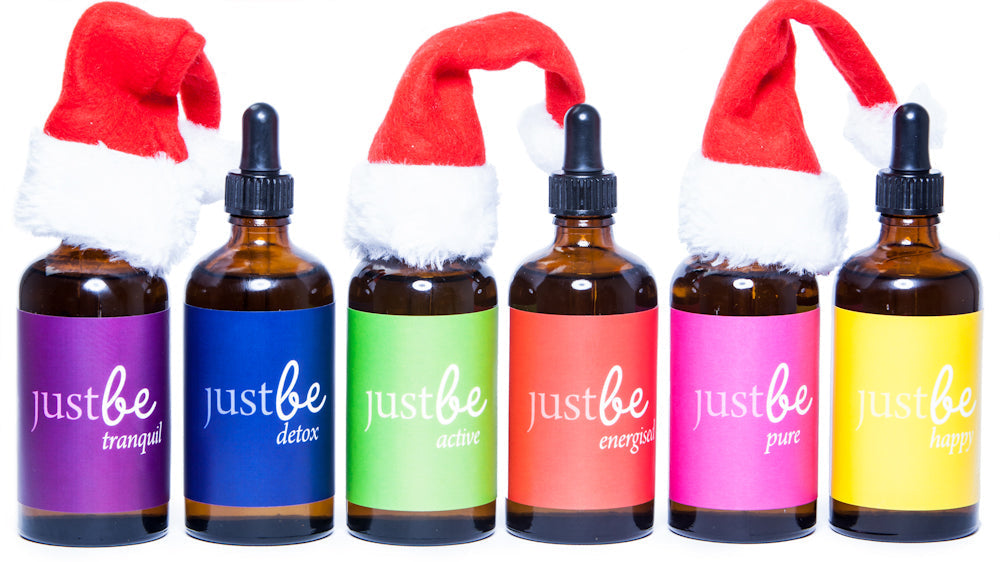 JustBe Botanicals Aromatherapy Massage & Body Oils with Santa Hats