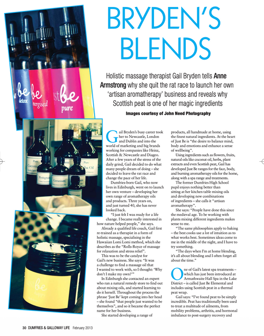 JustBe Botanicals Feature in Dumfries & Galloway Life Magazine