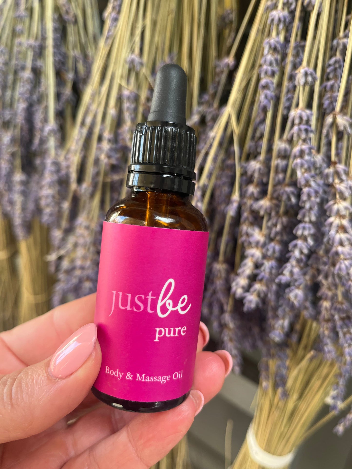 JustBe Botanicals Aromatherapy Pure Massage Oil Mandarin and Lavender Menton France