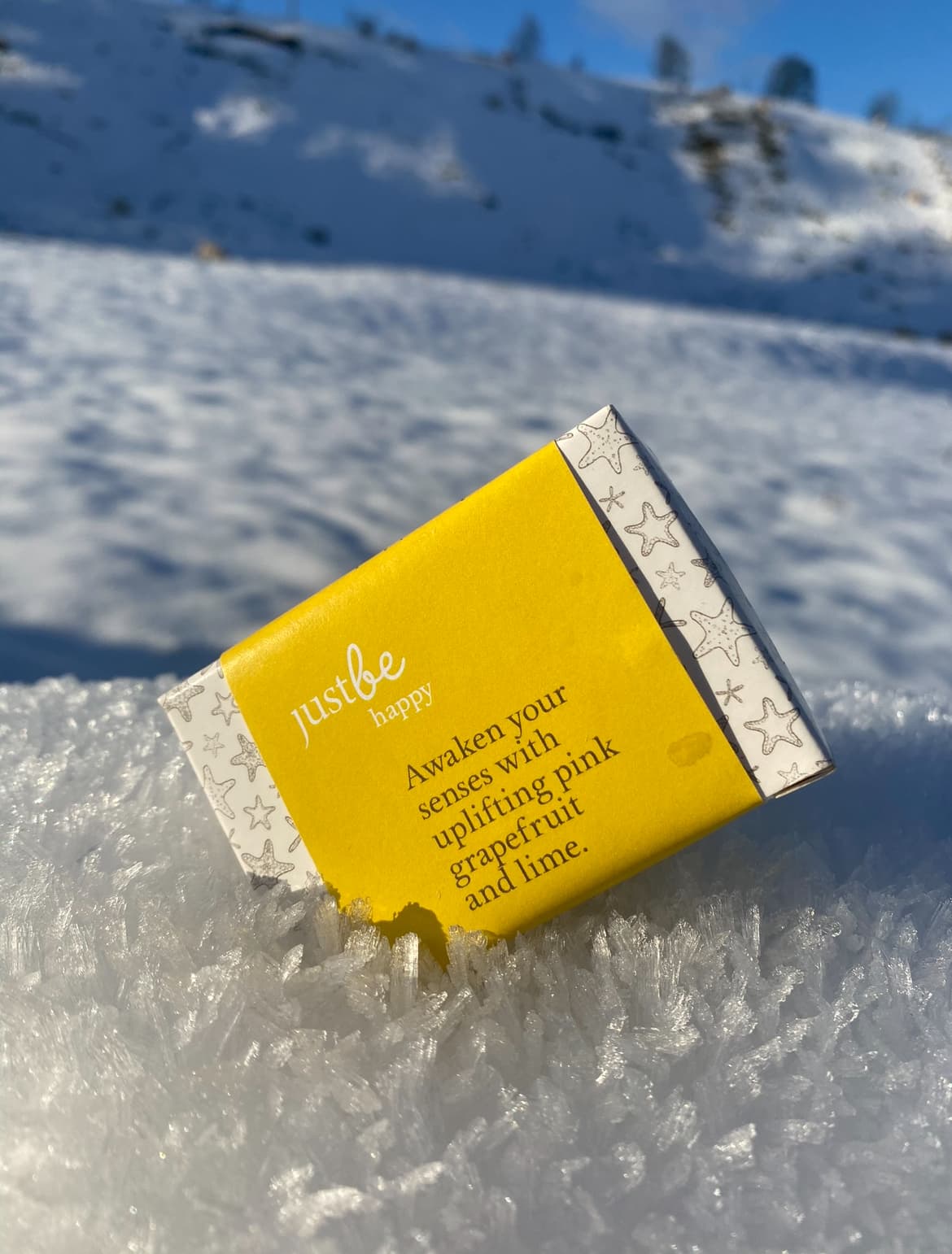 JustBe Botanicals Cold Pressed Aromatherapy Happy Soap in snow Scotland